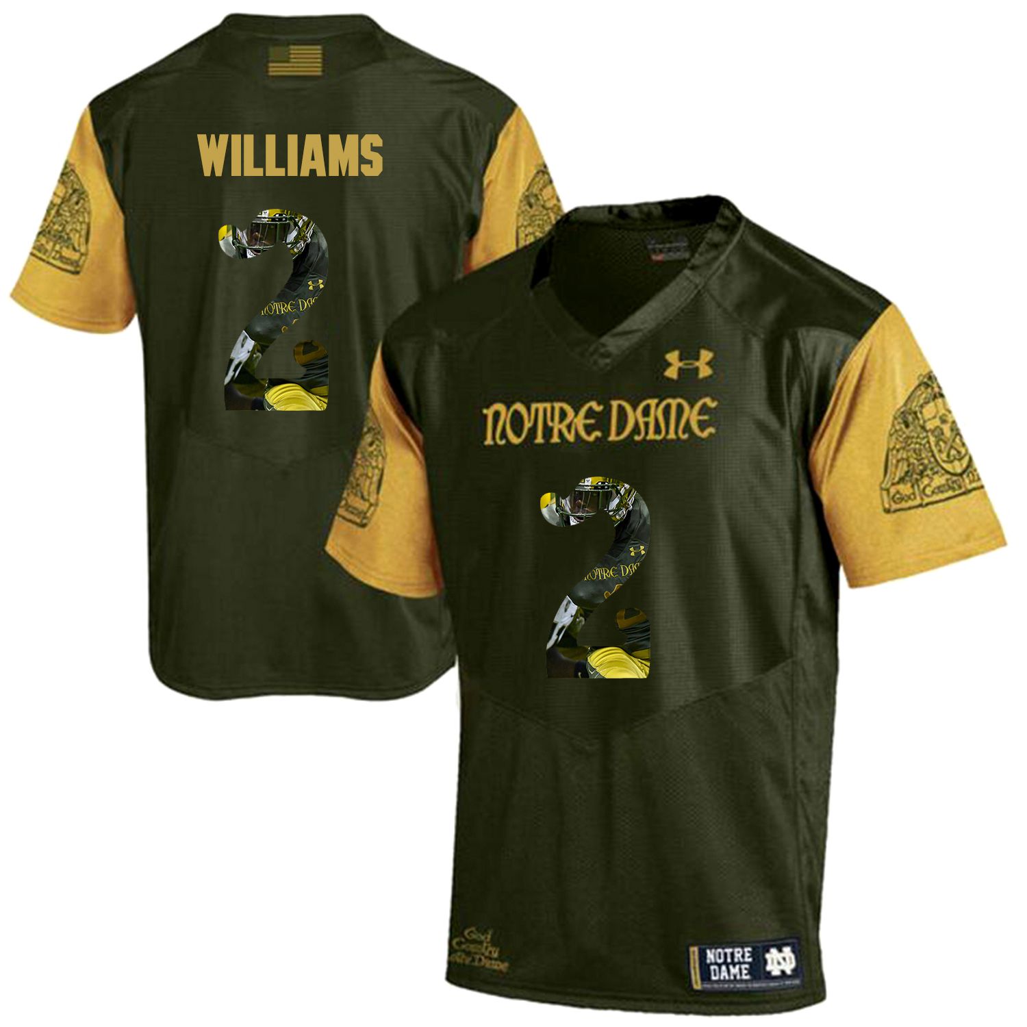 Men Norte Dame Fighting Irish #2 Williams Green Fashion Edition Customized NCAA Jerseys